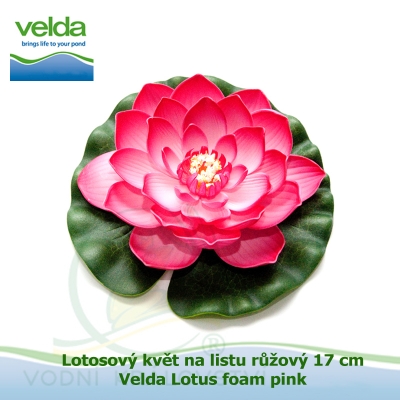Lotosový květ na listu růžový 17 cm - Velda Lotus foam pink