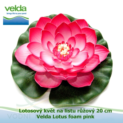 Lotosový květ na listu růžový 20 cm - Velda Lotus foam pink