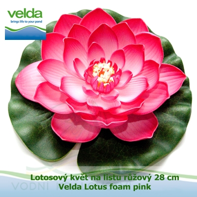 Lotosový květ na listu růžový 28 cm - Velda Lotus foam pink