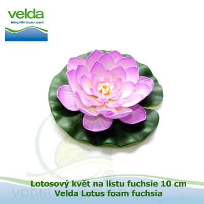 Lotosový květ na listu fuchsie 10 cm - Velda Lotus foam fuchsia