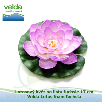 Lotosový květ na listu fuchsie 17 cm - Velda Lotus foam fuchsia