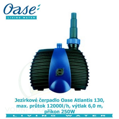 Jezírkové čerpadlo Oase Atlantis 130, max. průtok 12000l/h, výtlak 6,0 m, příkon 250W,