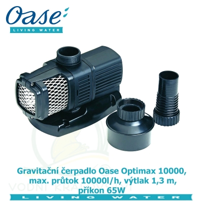 Gravitační čerpadlo Oase Optimax 10000, max. průtok 10000l/h, výtlak 1,3 m, příkon 65W, - Výprodej nového zboží, poškozená krabice.
