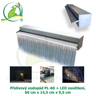 Přelivový vodopád PL-60 + LED osvětlení, 60x14,5x9,5cm