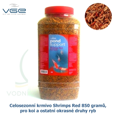 Celosezonní krmivo Shrimps Red 850 gramů, pro koi a ostatní okrasné druhy ryb