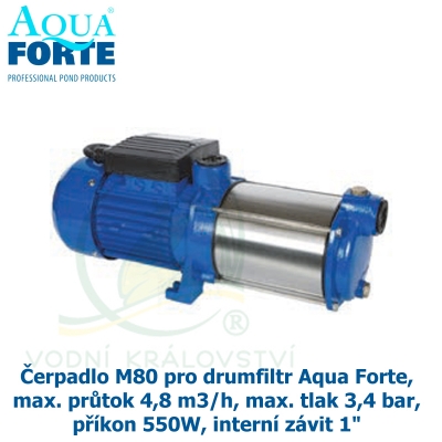 Čerpadlo M80 pro drumfiltr Aqua Forte, max. průtok 4,8 m3/h, max. tlak 3,4 bar, příkon 550W, interní závit 1"