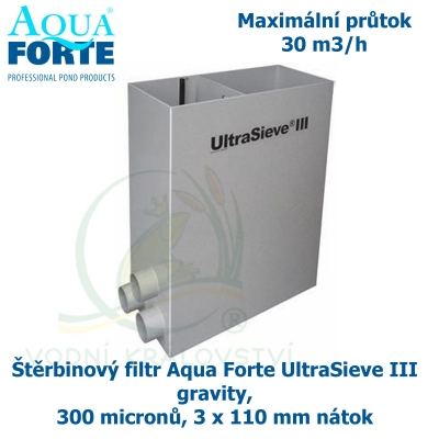 Štěrbinový filtr Aqua Forte UltraSieve III gravity, 300 micronů, 3 x 110 mm nátok