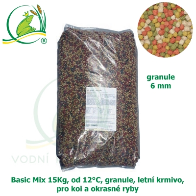 Basic Mix 15Kg, od 12°C, granule 6 mm, letní krmivo, pro koi a okrasné ryby