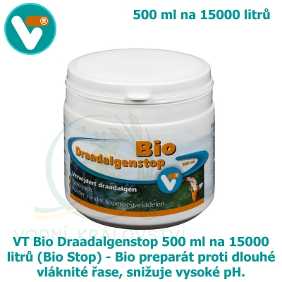 VT Bio Draadalgenstop 500 ml na 15000 litrů (Bio Stop) - Bio preparát proti dlouhé vláknité řase, snižuje vysoké pH.