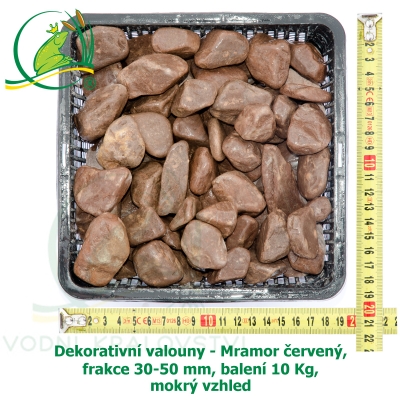 Dekorativní valouny - Mramor červený , frakce 30-50 mm, balení 10 Kg