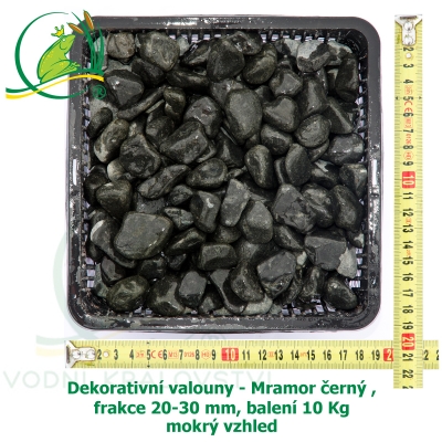 Dekorativní valouny - Mramor černý , frakce 20-30 mm, balení 10 Kg