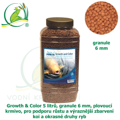 Growth & Color 5 litrů, granule 6 mm, plovoucí krmivo, pro pro podporu růstu a výraznější zbarvení koi a okrasné druhy ryb 