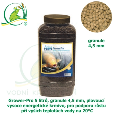 Grower-Pro 5 litrů, granule 4,5 mm, plovoucí vysoce energetické krmivo, pro podporu růstu při vyších teplotách vody na 20°C