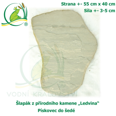 Šlapák z přírodního kamene "Ledvina"- Pískovec do šedé, 55x40cm, síla 3-5cm
