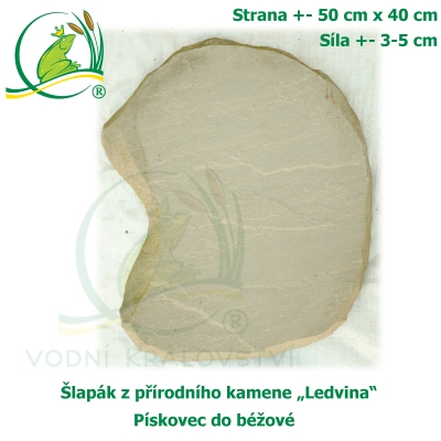 Šlapák z přírodního kamene "Ledvina"- Pískovec do béžové, 50 cm x 40 cm, síla 3-5cm.