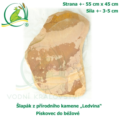 Šlapák z přírodního kamene "Ledvina-009"- Pískovec do béžové, 55x45cm, síla 3-5cm