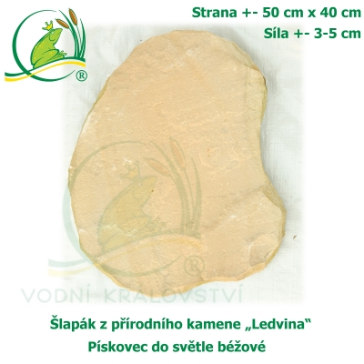 Šlapák z přírodního kamene "Ledvina-011"- Pískovec do béžové, 55x45cm, síla 3-5cm
