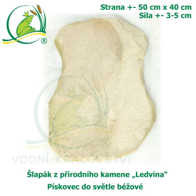 Šlapák z přírodního kamene "Ledvina-016"- Pískovec do světle béžové, 50 cm x 40 cm, síla 3-5 cm.