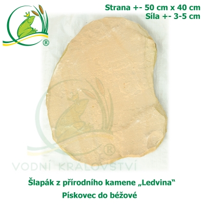 Šlapák z přírodního kamene "Ledvina-018"- Pískovec do béžové, 50x40cm, síla 3-5cm