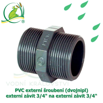 PVC externí šroubení (dvojnipl) externí závit 3/4" na externí závit 3/4" 