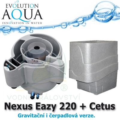 Evolution Aqua Nexus Eazy 320 + mechanický předfiltr Cetus, filtrace pro koi jezírka a chovy ryb do 18 m3, pro okrasná a biotopy do 150 m3, četně 18 l K1 Micro a 50 l K1