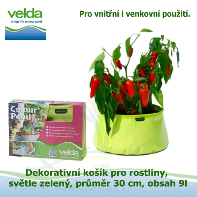 Dekorativní košík pro rostliny, světle zelený, průměr 30cm, obsah 9l - Velda Colour Pond Mini Lime