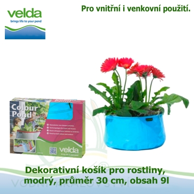 Dekorativní košík pro rostliny, modrý, průměr 30cm, obsah 9l - Velda Colour Pond Mini Aqua