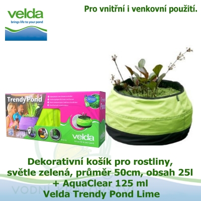 Dekorativní košík pro rostliny, světle zelená, průměr 50cm, obsah 25l + AquaClear 125 ml - Velda Trendy Pond Lime