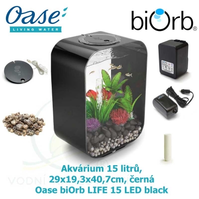 Akvárium 15 litrů, 29x19,3x40,7cm, černá - Oase biOrb LIFE 15 LED black