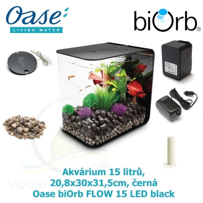 Akvárium 15 litrů, 20,8x30x31,5cm, černá - Oase biOrb FLOW 15 LED black