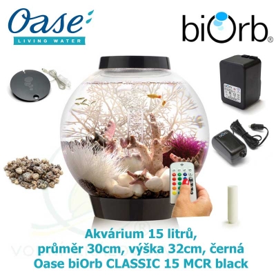 Akvárium 15 litrů, průměr 30cm, výška 32cm, černá - Oase biOrb CLASSIC 15 MCR black