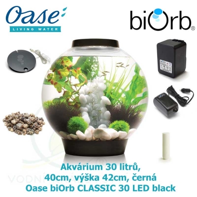 Akvárium 30 litrů, průměr 40cm, výška 42cm, černá - Oase biOrb CLASSIC 30 LED black