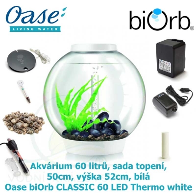 Oase biOrb CLASSIC 60 LED Thermo white - Akvárium 60 litrů, průměr 50cm, výška 52cm, bílá