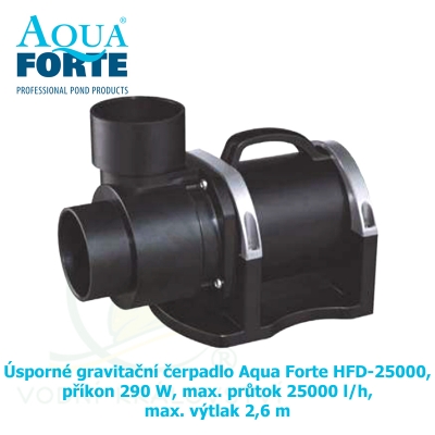 Úsporné gravitační čerpadlo Aqua Forte HFD-25000, příkon 290 W, max. průtok 25000 l/h, max. výtlak 2,6 m