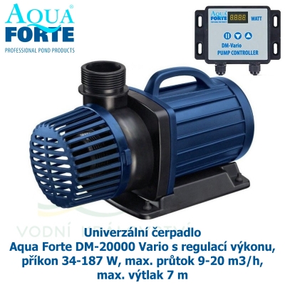 Univerzální čerpadlo Aqua Forte DM-20000 Vario, s regulací výkonu, příkon 34-187 W, max. průtok 9-20 m3/h, max. výtlak 7 m