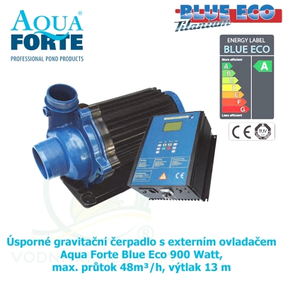 Úsporné gravitační čerpadlo s externím ovladačem Aqua Forte Blue Eco 900 Watt, max. průtok 48m³/h, výtlak 13 m