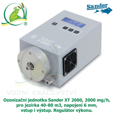 Ozonizační jednotka Sander XT 2000, 2000 mg/h, pro jezírka 40-80 m3, napojení 6 mm, vstup i výstup. Regulátor výkonu.