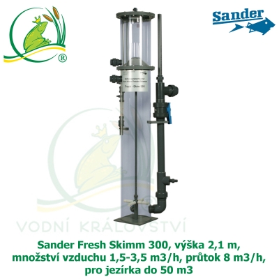 Sander Fresh Skimm 300, výška 2,1 m, množství vzduchu 1,5-3,5 m3/h, průtok 8 m3/h, pro jezírka do 50 m3