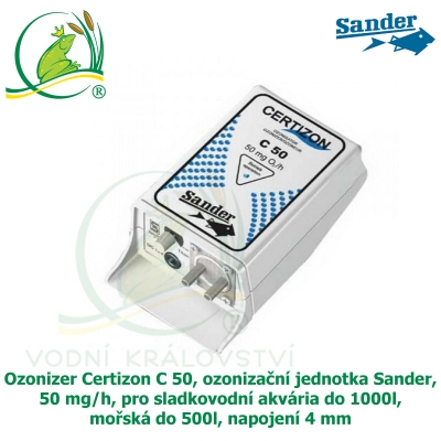 Ozonizer Certizon C 50, ozonizační jednotka Sander, 50 mg/h, pro sladkovodní akvária do 1000l, mořská do 500l, napojení 4 mm.