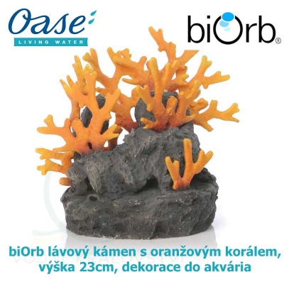biOrb lávový kámen s oranžovým korálem, výška 23cm, dekorace do akvária