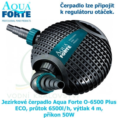 Jezírkové čerpadlo Aqua Forte O-6500 Plus ECO, průtok 6500l/h, výtlak 4 m, příkon 50W
