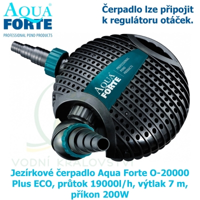 Jezírkové čerpadlo Aqua Forte O-20000 Plus ECO, průtok 19000l/h, výtlak 7 m, příkon 200W