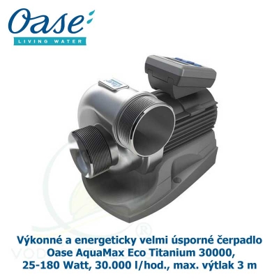 Výkonné a energeticky velmi úsporné čerpadlo - Oase AquaMax Eco Titanium 30000, 25-180 Watt, 30.000 l/hod., max. výtlak 3 m