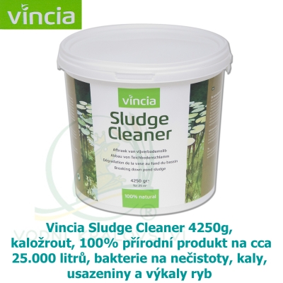 Vincia Sludge Cleaner 4250g ,kaložrout, 100% přírodní produkt na cca 25.000 litrů, bakterie na nečistoty, kaly, usazeniny a výkaly ryb