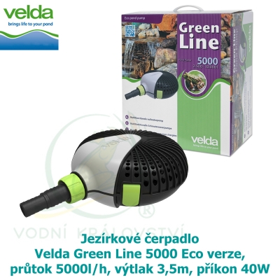 Jezírkové čerpadlo Velda Green Line 5000 Eco verze, průtok 5000l/h, výtlak 3,5m, příkon 40W