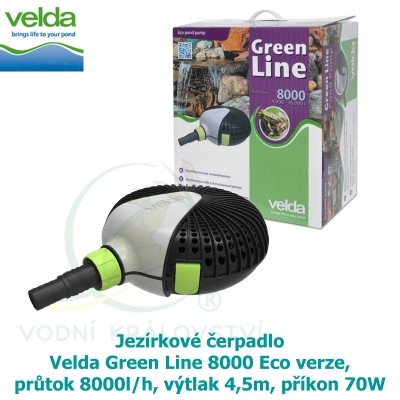 Jezírkové čerpadlo Velda Green Line 8000 Eco verze, průtok 8000l/h, výtlak 4,5m, příkon 70W