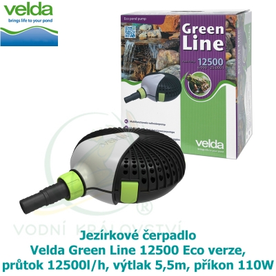 Jezírkové čerpadlo Velda Green Line 12500 Eco verze, průtok 12500l/h, výtlak 5,5m, příkon 110W