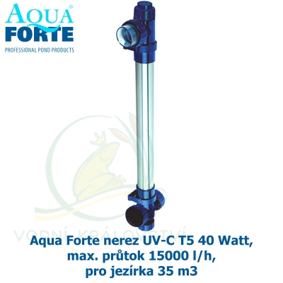 Aqua Forte nerez UV-C T5 40 Watt, max. průtok 15000 l/h, pro jezírka 35 m3