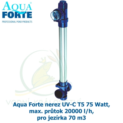 Aqua Forte nerez UV-C T5 75 Watt, max. průtok 20000 l/h, pro jezírka 70 m3
