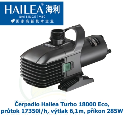 Čerpadlo Hailea Turbo 18000 Eco, průtok 17350l/h, výtlak 6,1m, příkon 285W